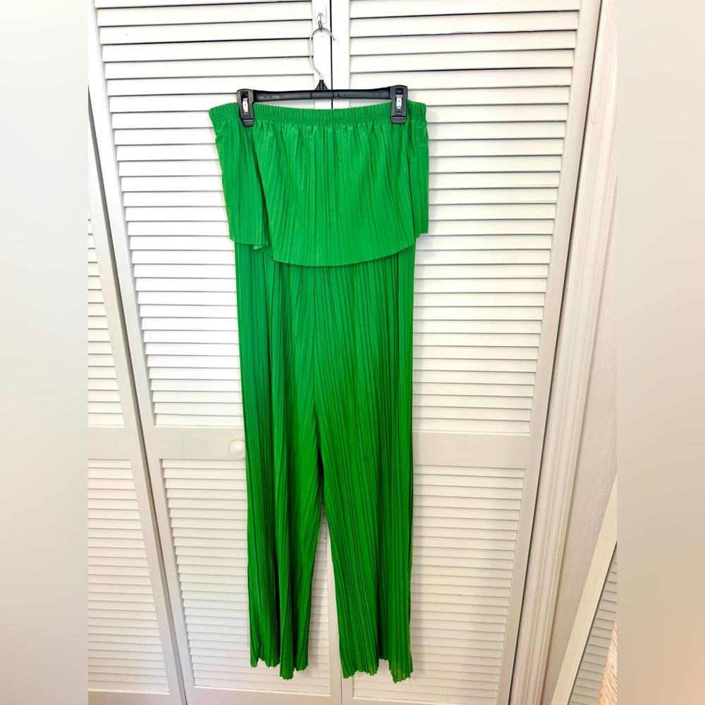Green Pleated Women's Jumpsuit Size XL